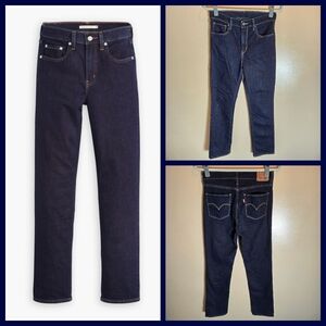 Levi Strauss 724 High Rise Straight W29 L30 Women's Denim Dark Blue Stretch NWOT